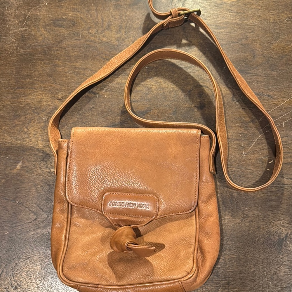 Jones New York Brown Crossbody Bag with Vintage Leather